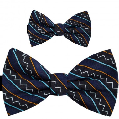 Papioane tată fiu, albastru cobalt, print zig zag